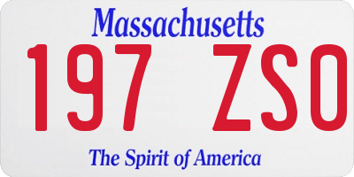 MA license plate 197ZS0