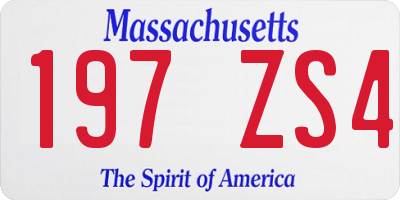 MA license plate 197ZS4