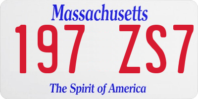 MA license plate 197ZS7