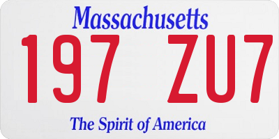 MA license plate 197ZU7