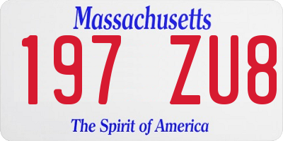 MA license plate 197ZU8