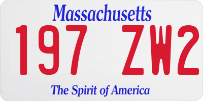 MA license plate 197ZW2