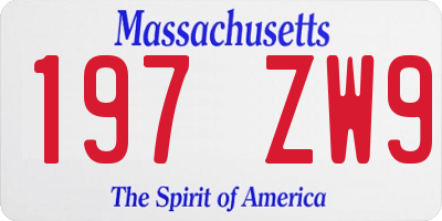 MA license plate 197ZW9