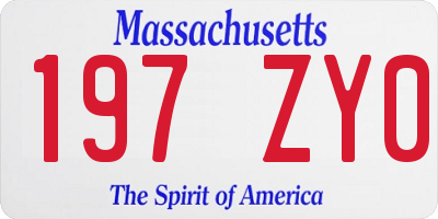 MA license plate 197ZY0