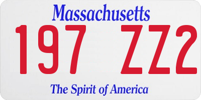 MA license plate 197ZZ2