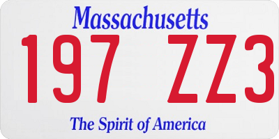 MA license plate 197ZZ3