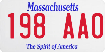 MA license plate 198AA0