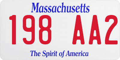 MA license plate 198AA2