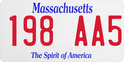 MA license plate 198AA5