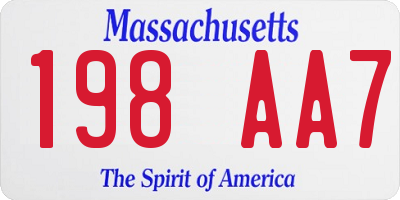 MA license plate 198AA7