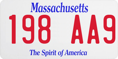 MA license plate 198AA9