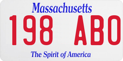 MA license plate 198AB0