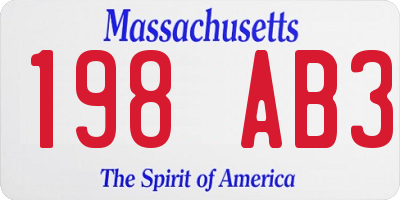 MA license plate 198AB3