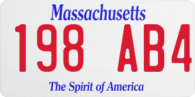 MA license plate 198AB4