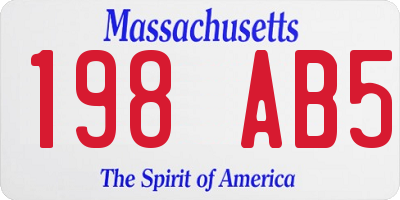 MA license plate 198AB5