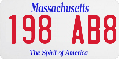MA license plate 198AB8