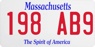 MA license plate 198AB9