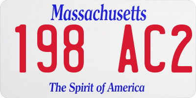 MA license plate 198AC2