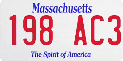 MA license plate 198AC3