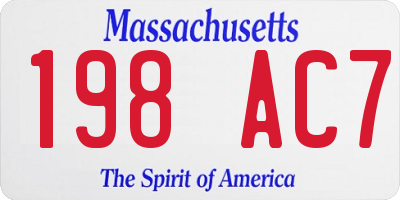 MA license plate 198AC7