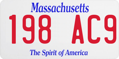 MA license plate 198AC9