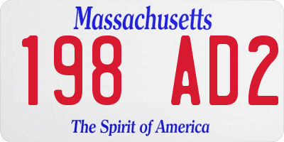 MA license plate 198AD2