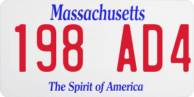 MA license plate 198AD4