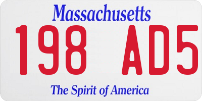 MA license plate 198AD5