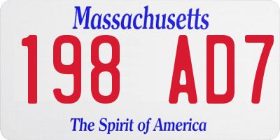 MA license plate 198AD7