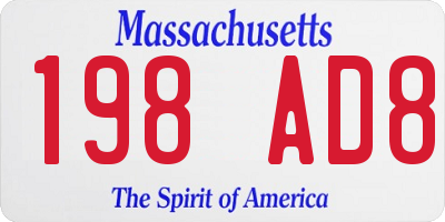 MA license plate 198AD8