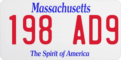 MA license plate 198AD9