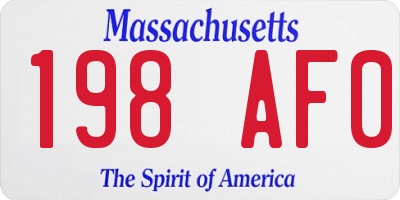 MA license plate 198AF0