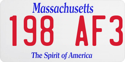 MA license plate 198AF3