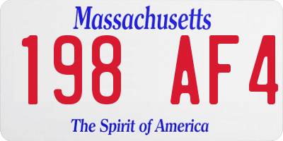 MA license plate 198AF4