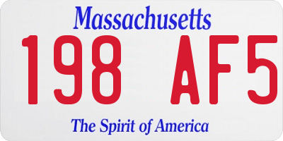 MA license plate 198AF5