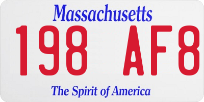 MA license plate 198AF8