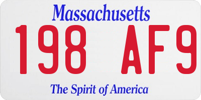 MA license plate 198AF9