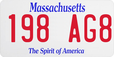 MA license plate 198AG8