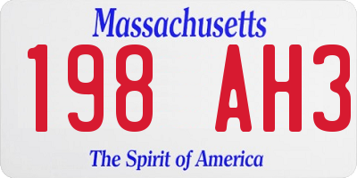 MA license plate 198AH3