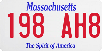 MA license plate 198AH8