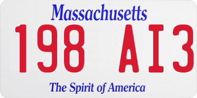 MA license plate 198AI3