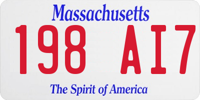 MA license plate 198AI7