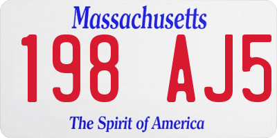 MA license plate 198AJ5