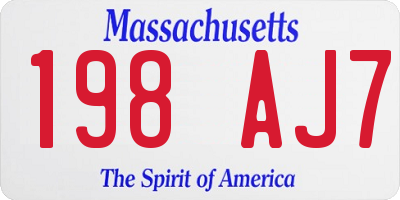 MA license plate 198AJ7