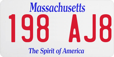 MA license plate 198AJ8