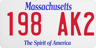 MA license plate 198AK2
