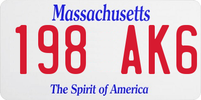 MA license plate 198AK6