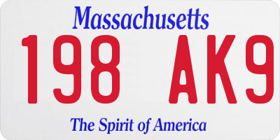 MA license plate 198AK9