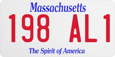 MA license plate 198AL1