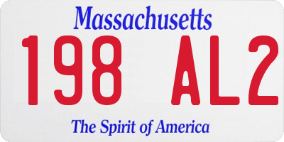 MA license plate 198AL2